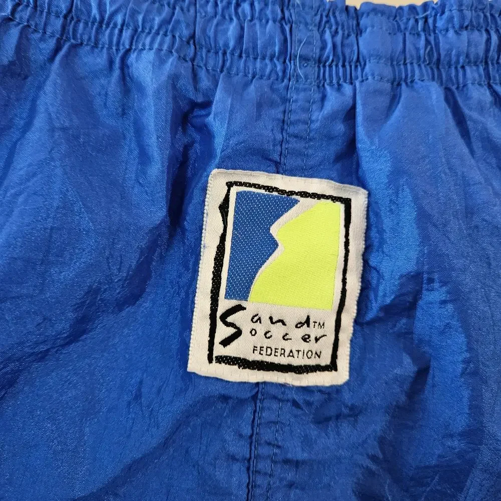 VTG Men's Umbro Soccer Shorts XL Blue 90s Sand Federation Beach Colorful USA